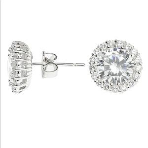 Kenneth Jay Lane CZ silver tone earrings